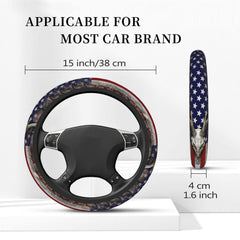 FJyuanqi universal 15-inch steering wheel cover fits most vehicles for quick upgrade.