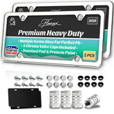 Flamax premium chrome license frame, front view, adds durable shine.