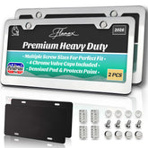 Flamax premium chrome license frame with mirror polish for a sleek, modern look.