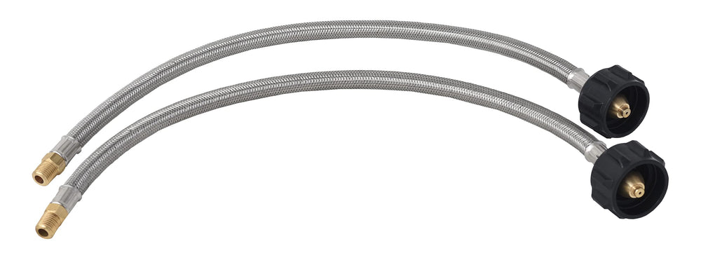 Flame King 18-inch propane pigtail hose connects cylinder to RV regulator for steady outdoor cooking power.
