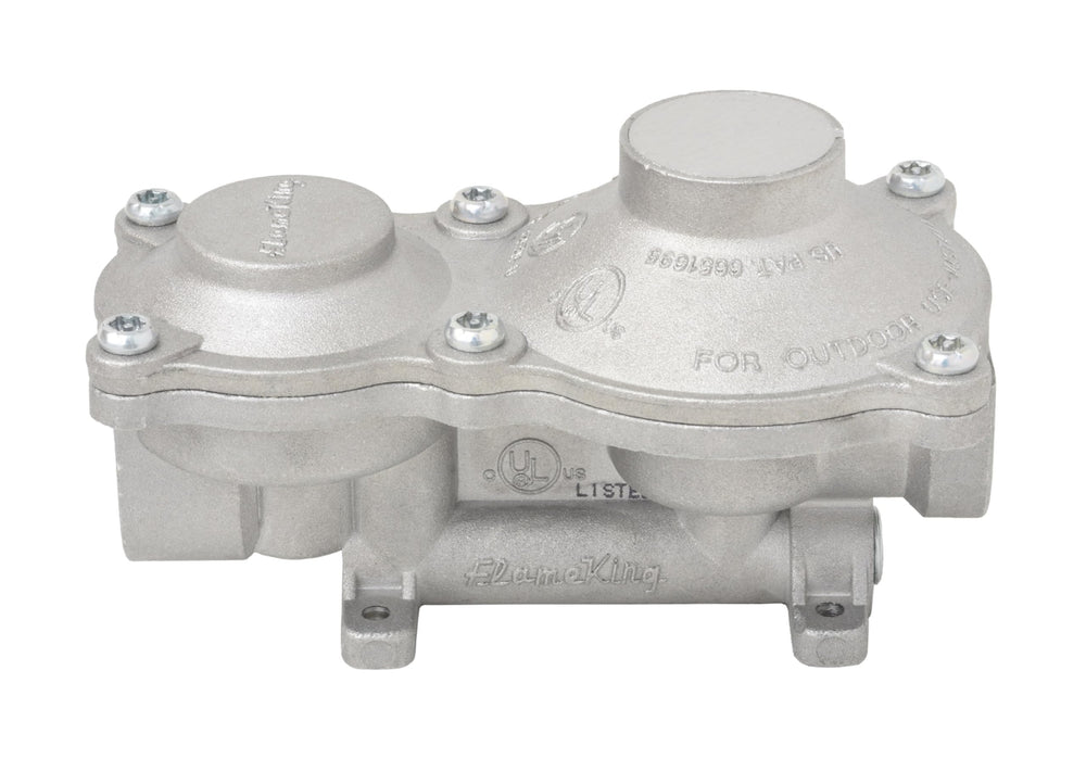 Durable two-stage Flame King propane regulator supports consistent flow