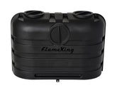 Flame King dual 20lb tank cover front view showing a sleek dual-tank setup.