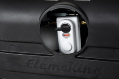 Flame King easy dual-tank fit illustration for RV or trailer setups.