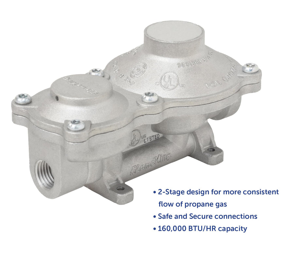 Inlet connection 1/4-inch female 18NPT for reliable hookup with Flame King regulator