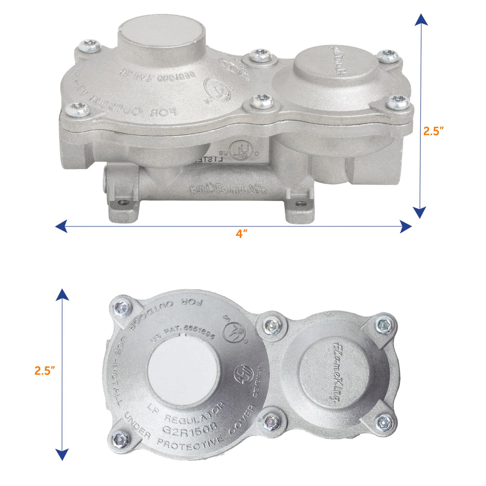 Flame King regulator heavy-duty aluminum body ensuring secure, leak-free tank connections