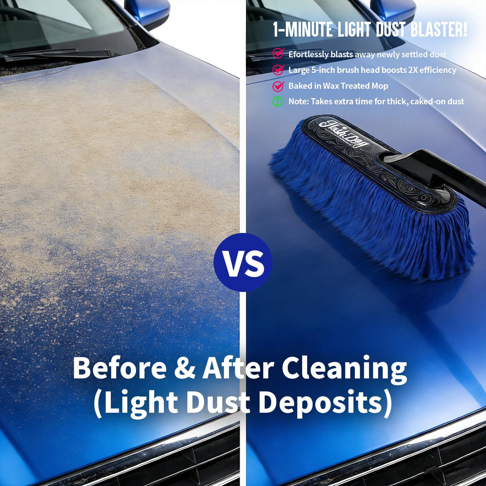 Flash Dog Scratch-Free Glide protects paint and chrome while dusting.
