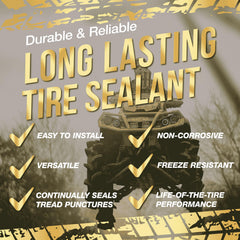 FlatOut sealant in use on a tire, helping you stay moving.