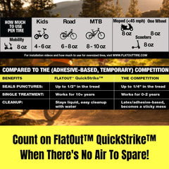 FlatOut QuickStrike bicycle wheel application demonstrates easy use and protection.