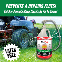 FlatOut QuickStrike Kevlar fibers reinforce the sealant for stronger puncture sealing