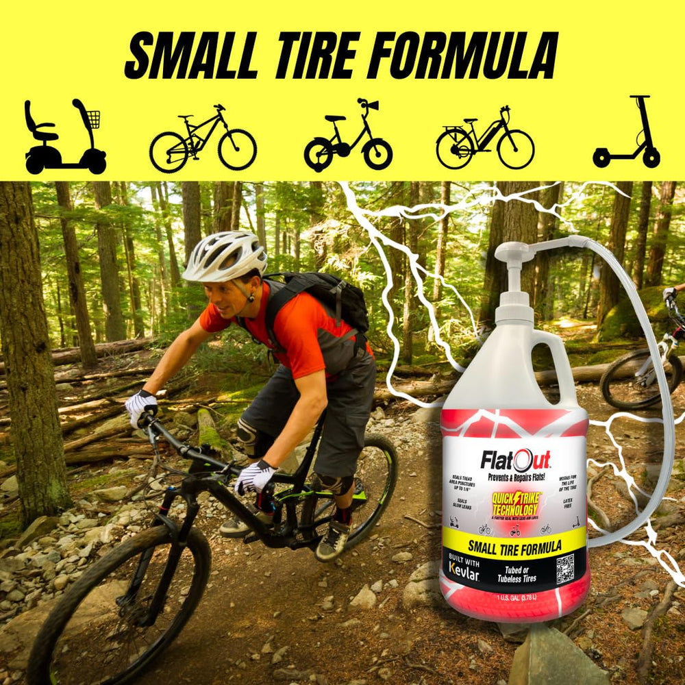 FlatOut QuickStrike works in tubed and tubeless tires for versatility.