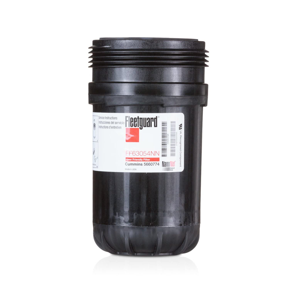 Fleetguard FF63054NN fuel filter front view for improved filtration and engine protection.