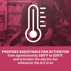 A/C-on activation helps maintain cooling and cabin comfort with the fan running when needed.