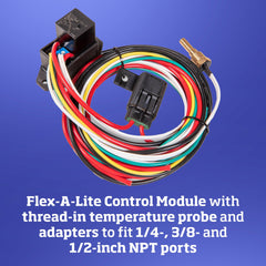 Thread-in sensor allows adjustable activation around 160–220°F for efficient cooling.