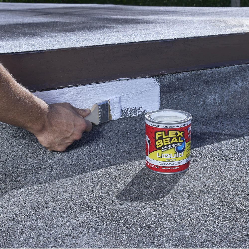 Flex Seal Liquid on roof seam creates a durable waterproof seal