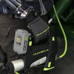 Flexzilla hose with spring guard illustrates high-pressure capability for demanding tasks.