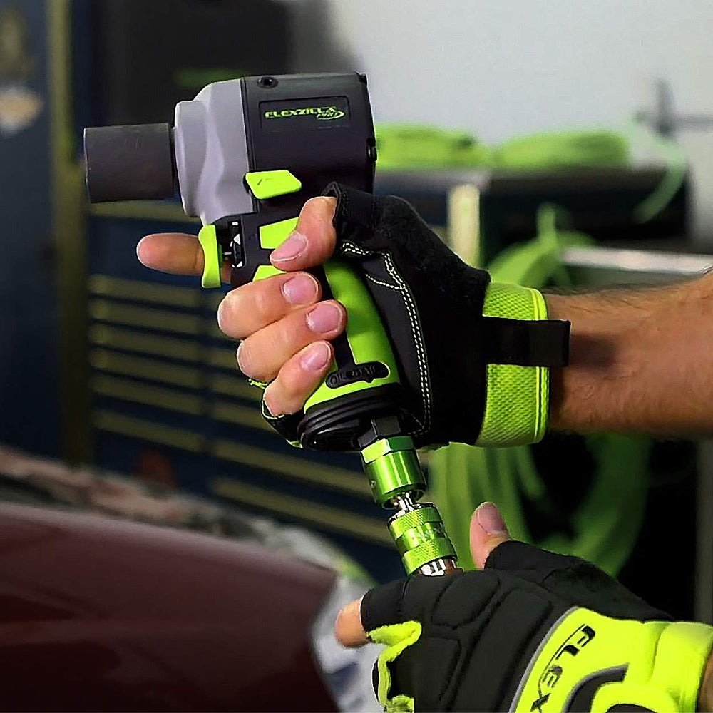 Bright ZillaGreen Nickel finish on Flexzilla Pro High Flow coupler enhances visibility and durability.