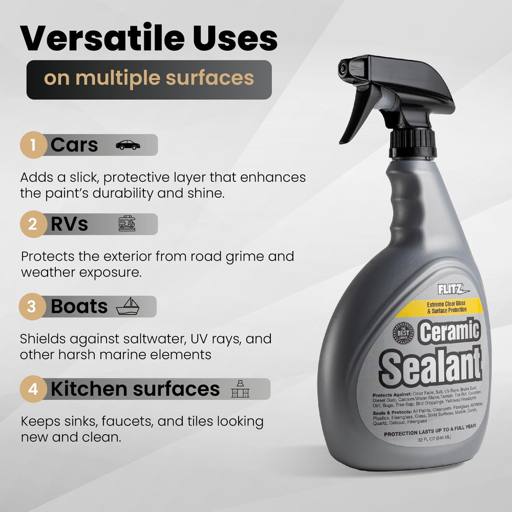 FLITZ coating for fiberglass and plastics provides durable protection