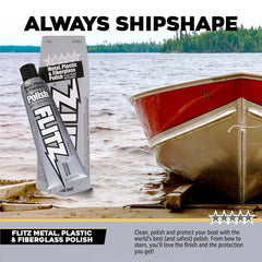 Aluminum surface polished to a bright finish with FLITZ non-abrasive paste