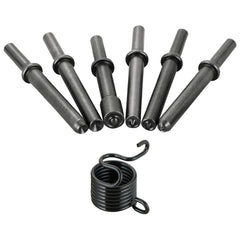FLKQC air rivet hammer kit seven pieces for versatile riveting tasks.