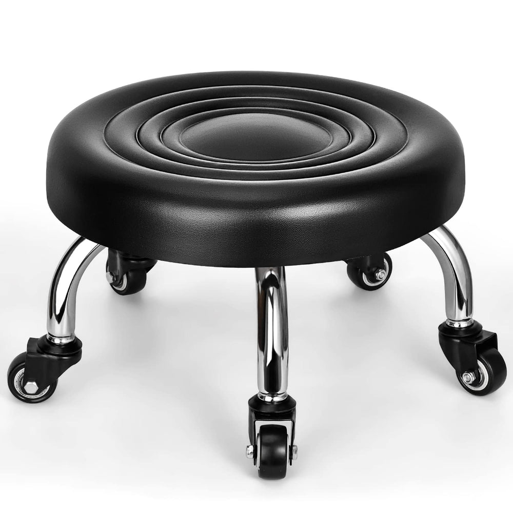 FLOLXNB low rolling stool with PU leather seat for comfortable desk seating