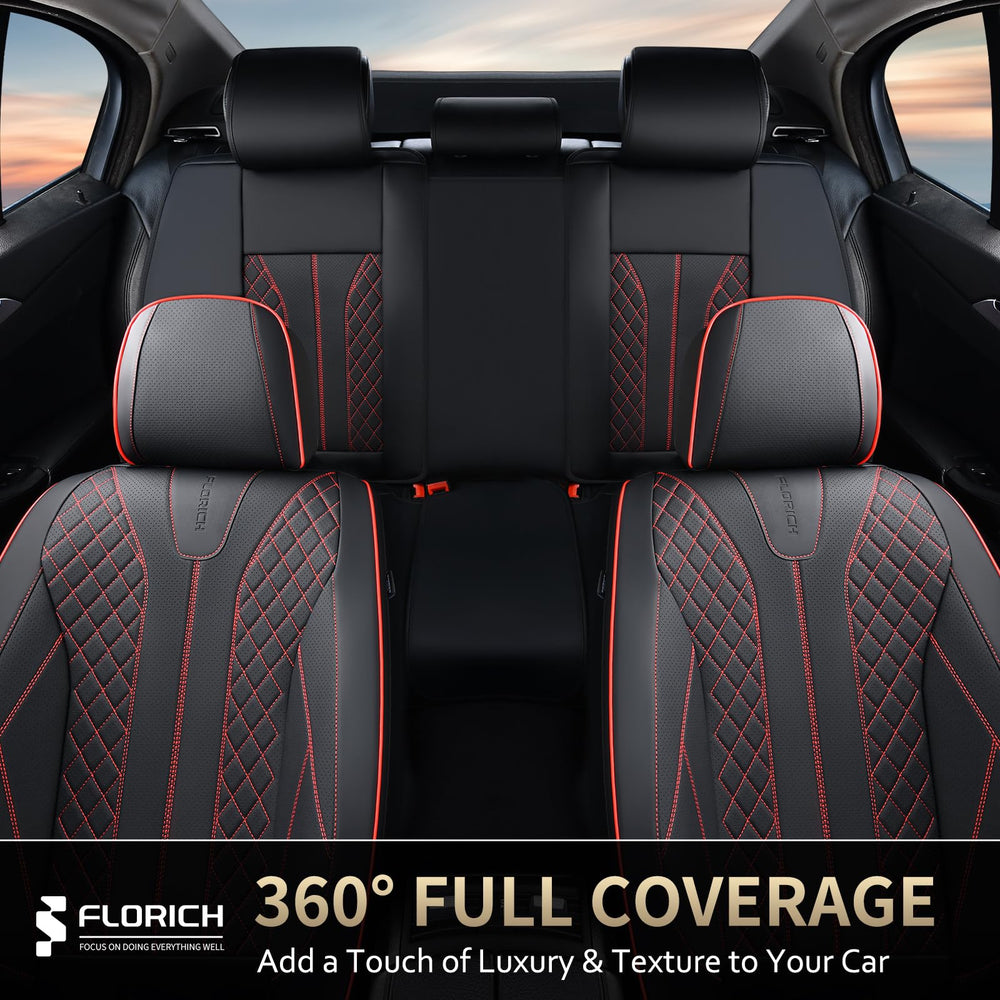 FLORICH Leather Seat Covers black and red line style upgrade