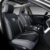 FLORICH universal-fit seat covers in gray and black protect seats while keeping airbags functional.