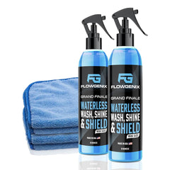 Flowgenix Grand Finale bottle and spray nozzle for quick waterless detailing