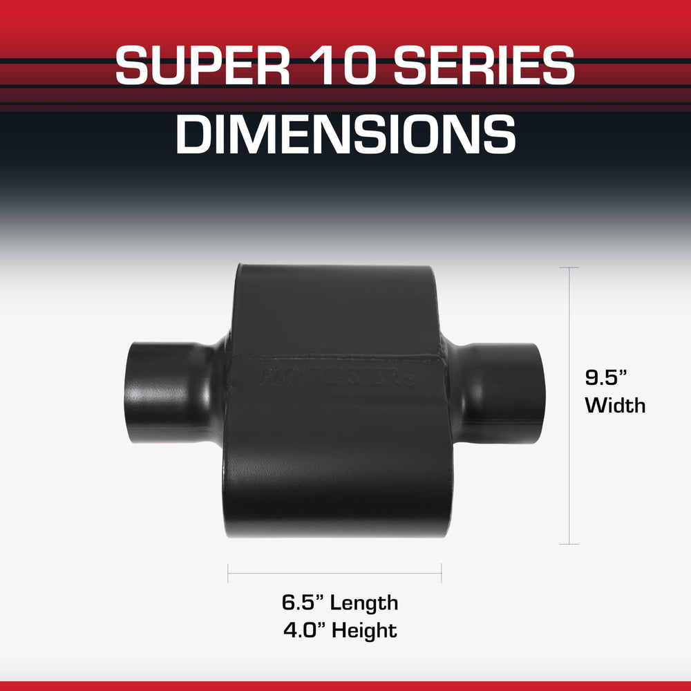 Flowmaster Super 10 Series ideal for drag car exhaust upgrades.