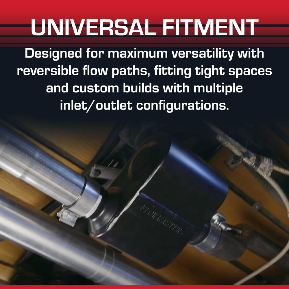Flowmaster Super 10 Series installed under vehicle shows universal fit