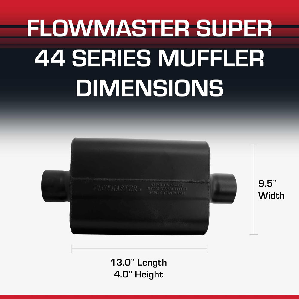 Flowmaster Super 44 compact 4-inch case fits tight installations