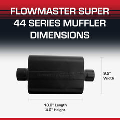 Flowmaster Super 44 compact 4-inch case fits tight installations