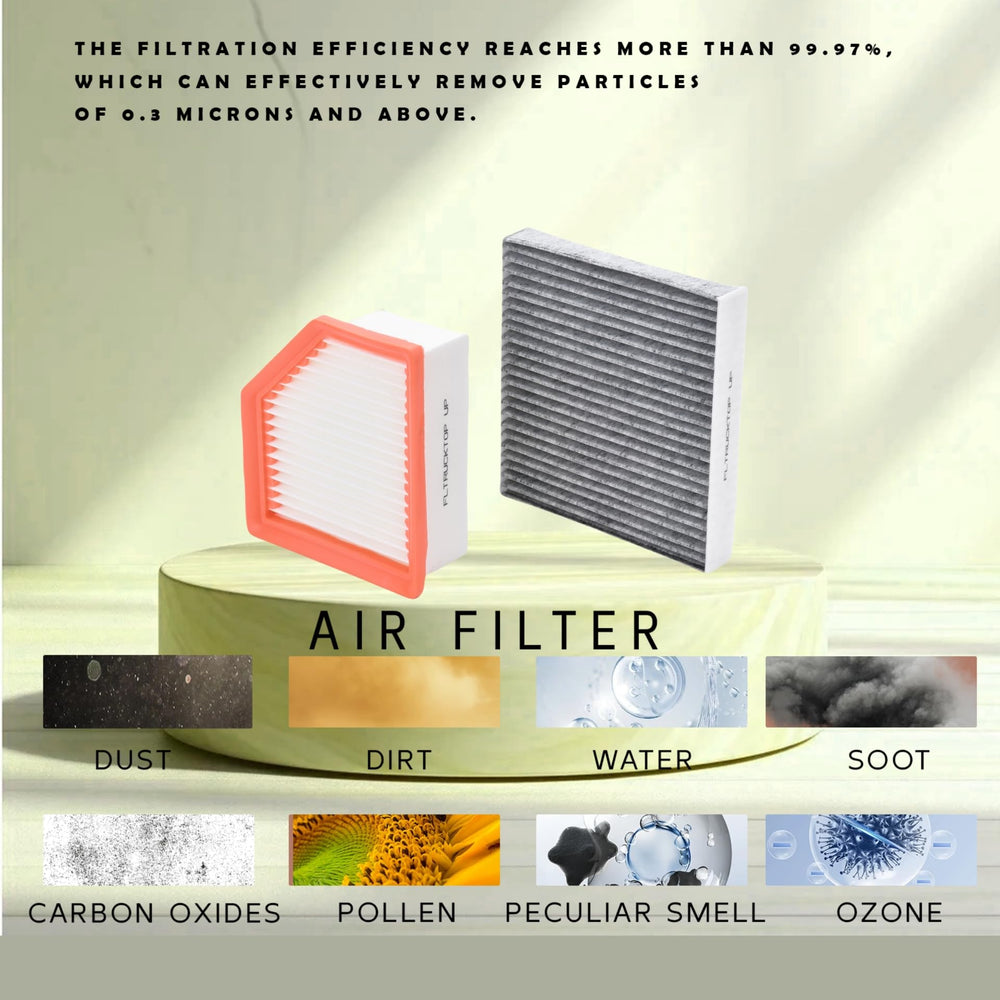 FLTRUCKTOP activated carbon filter reduces odors for a fresher cabin experience.