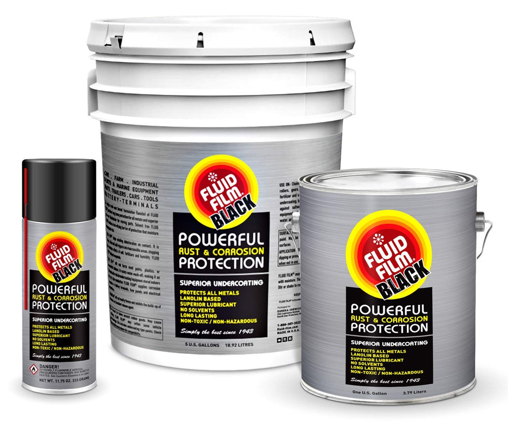 Fluid Film Black salvages damaged parts by applying non-toxic protective coating.