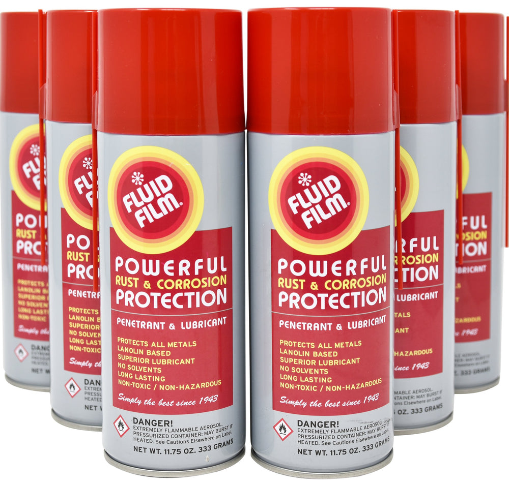 Fluid Film rust protection spray frees seized hardware and protects metal surfaces.