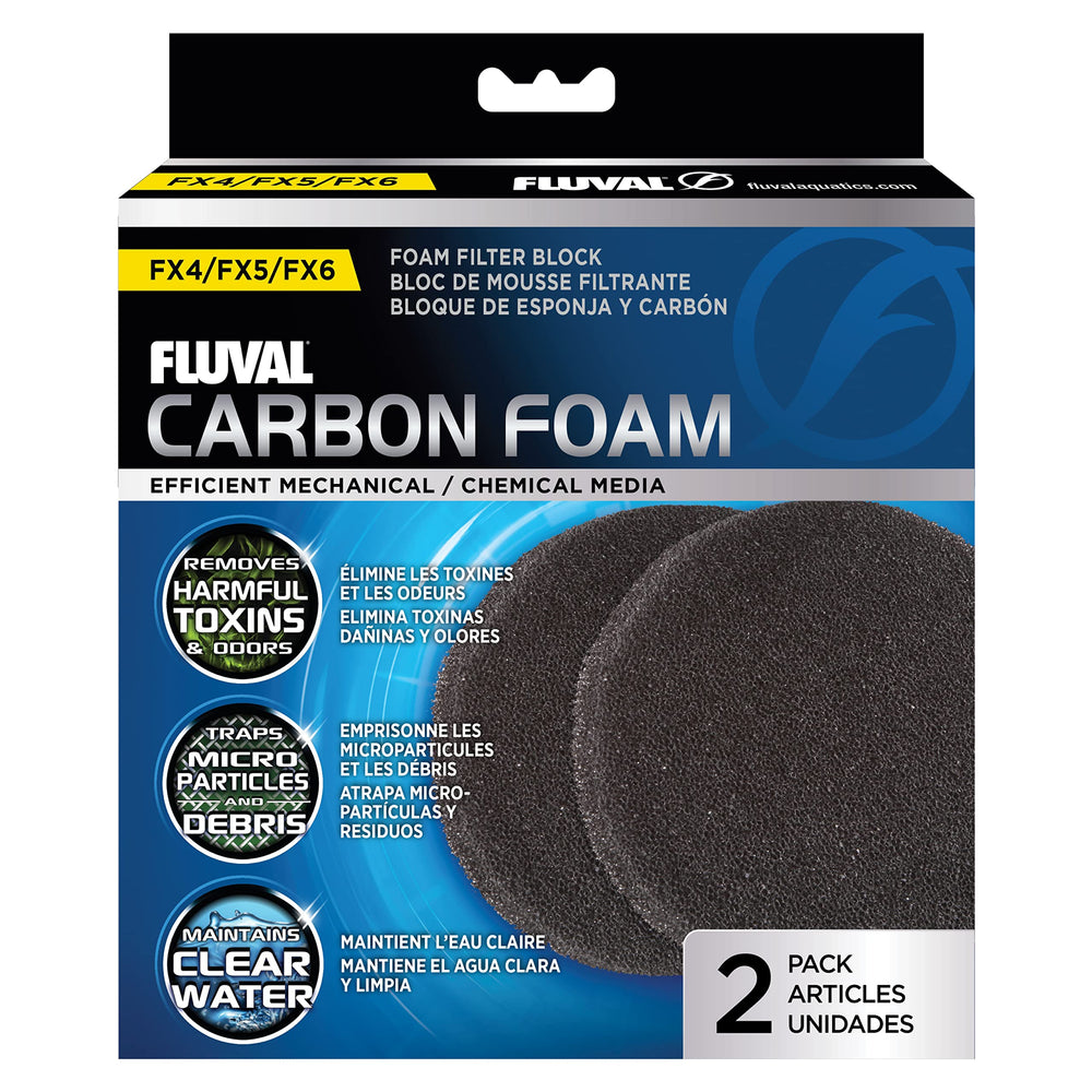 Fluval FX Carbon Foam pads 2-pack for mechanical filtration and odor removal.
