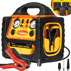 FlyAuto 1800A jump starter powering a car start on the roadside.