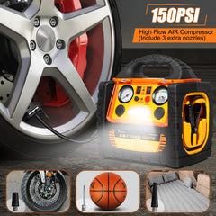 FlyAuto LED work light illuminates roadside tire changes.