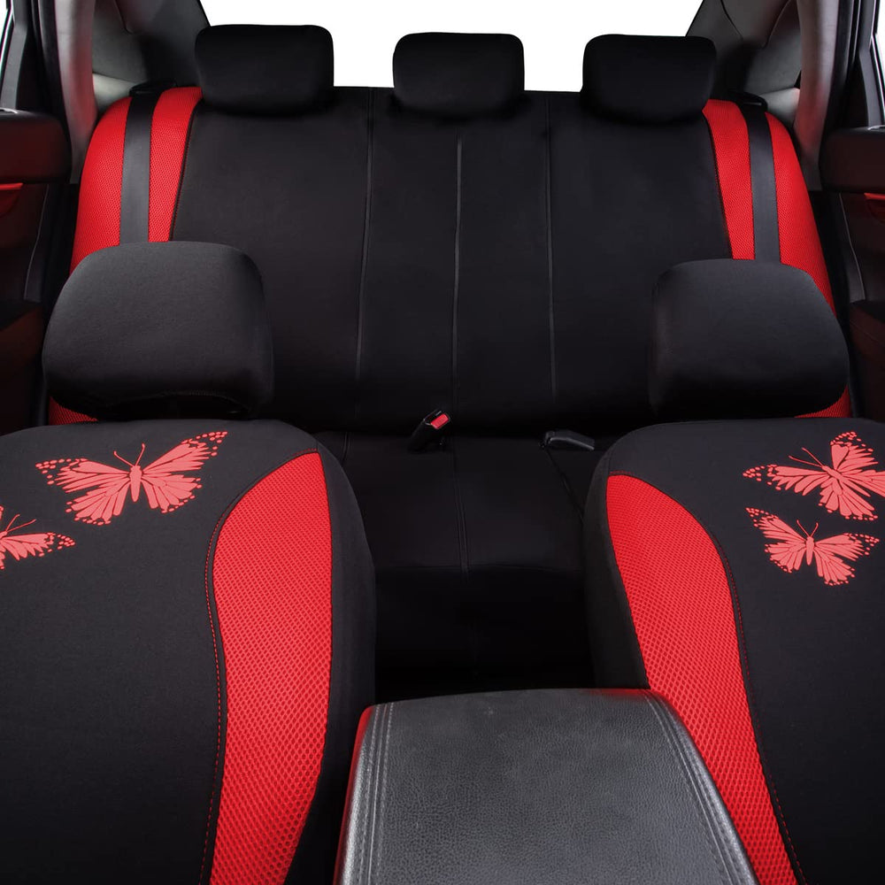 Flying Banner Butterfly rear bench split 60-40 red, flexible arrangement.