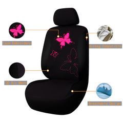Flying Banner Butterfly lace pattern seat cover adds elegant texture and protection.