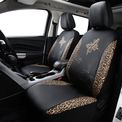 Close-up of faux leather texture on Flying Banner Butterfly seat cover for premium feel