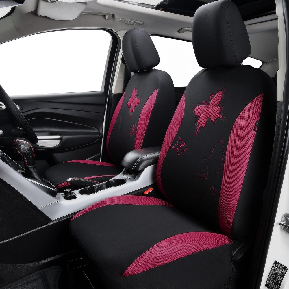 Flying Banner Butterfly burgundy lace front-seat detail enhances premium interior look