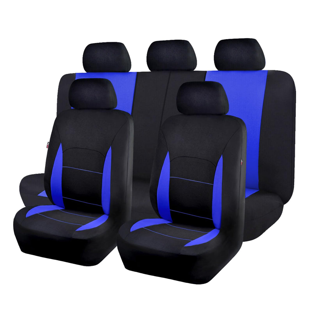 Flying Banner car seat covers full set in front view showing universal fit ready for any car