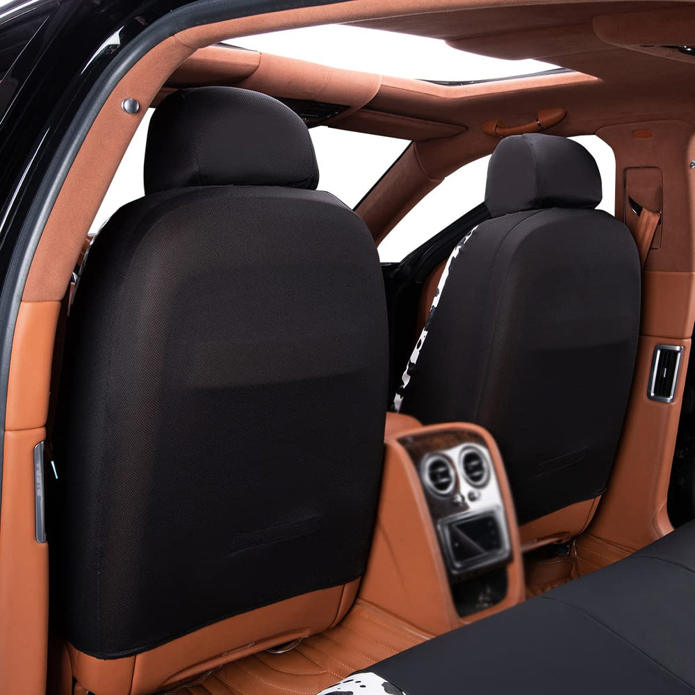 Flying Banner front seat cover wipes clean with a damp cloth