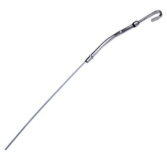 Flylin oil dipstick for Chevy small block 265-400 in silver, precise fit for classic engines.