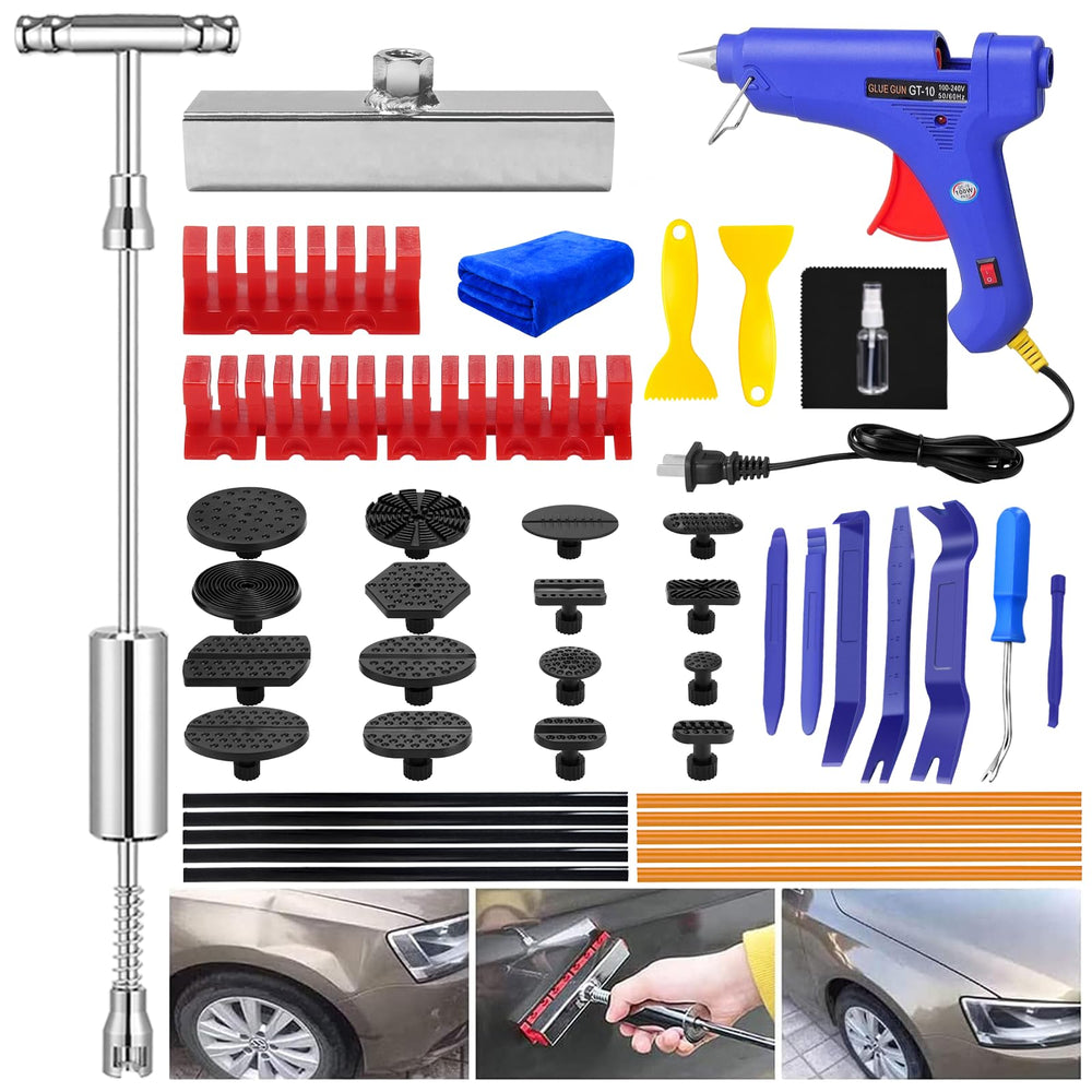 FLYMUR dent repair kit with t-bar puller for scratch-free fixes on cars at home convenience