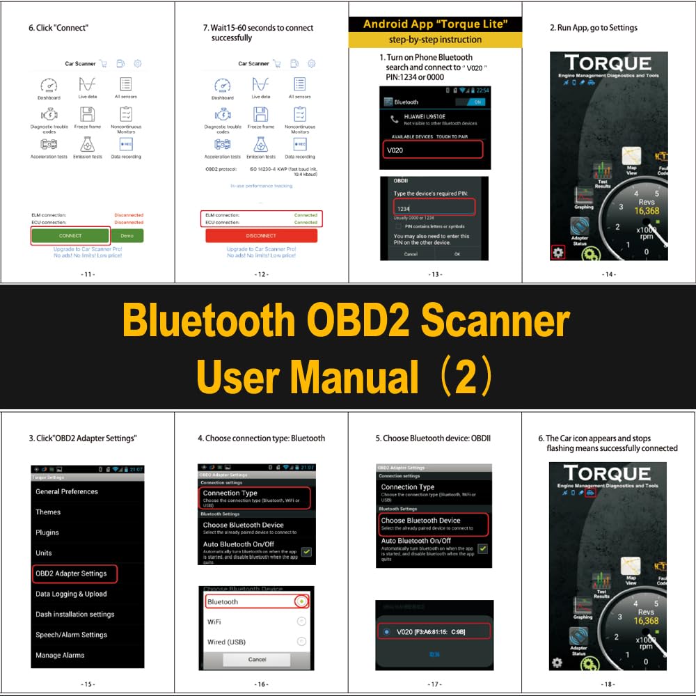 FlyroadUp OBD2 scanner works with Torque Pro and more apps.