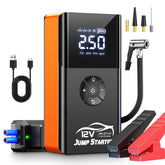 Fmooostore jump starter with air compressor ready for roadside power on demand.