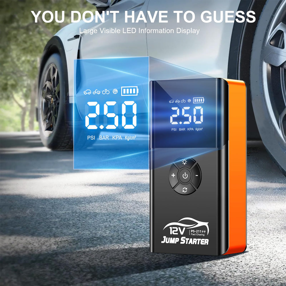 Integrated power bank charges phones and tablets on the go.