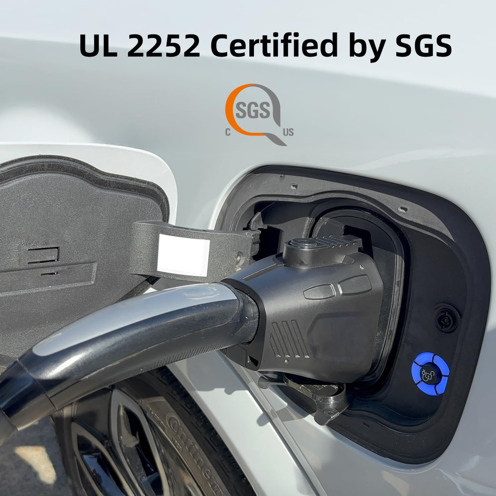 FOCSPROD NACS to CCS1 adapter in-use scenario at a busy charging stop.