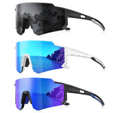 Foliful 3-pack polarized sunglasses with gray frame reduce glare and protect eyes.